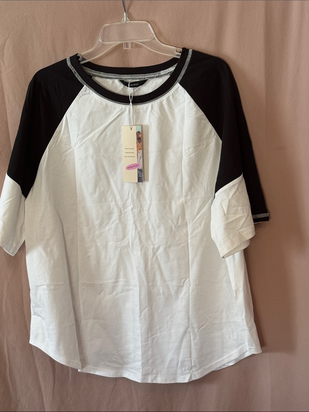 Women's Black & White Raglan Sleeve Top - Unbranded from amazon
